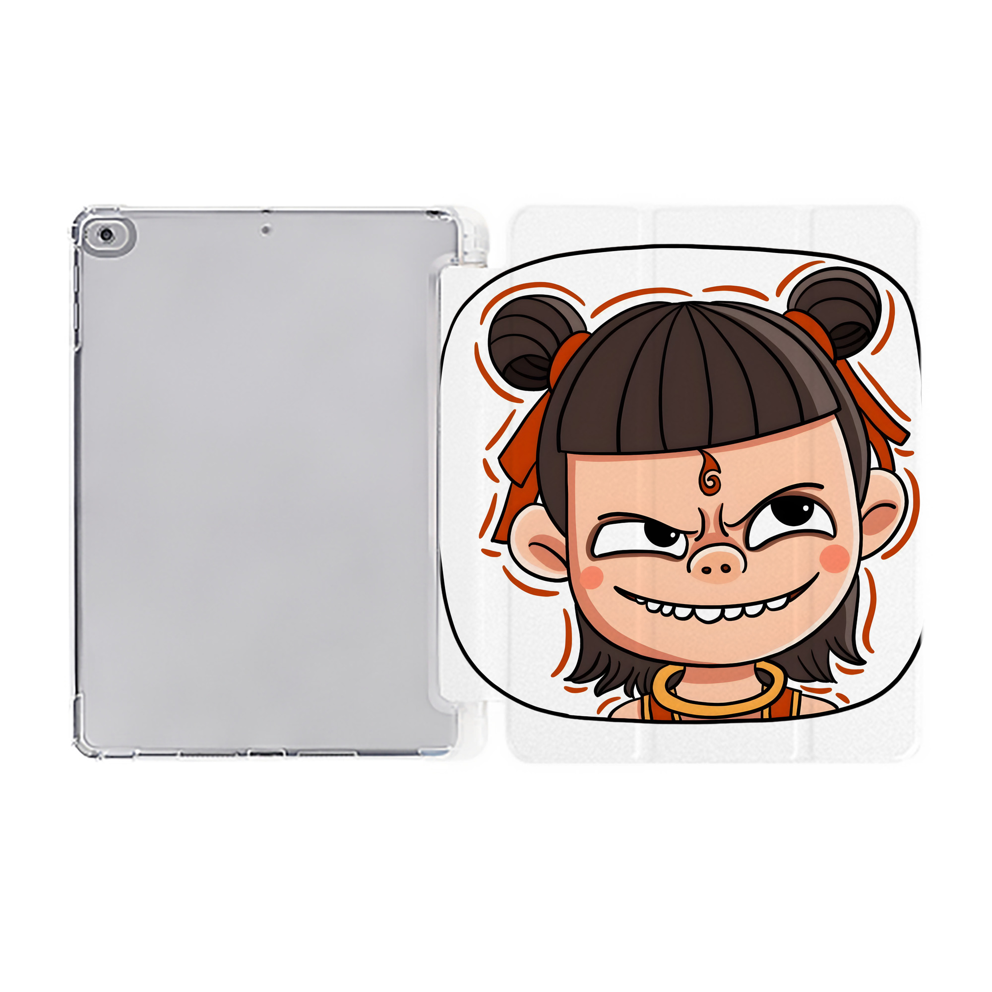 （画像用） Ne Zha 2 ナタ 魔童の大暴れ IPad ケース ペン収納付き 三つ折りスタンド PUレザー×シリコン 対応機種9.5/10.5/10.9インチ